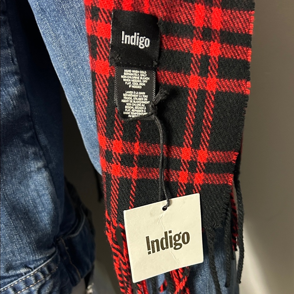 Indigo Red and Black Plaid Shawl Scarf. 🧣